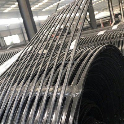 Χαμηλό μαύρο 220kN PP HDPE μονοάξιο γεωγραμμάτιο για τοίχους και δρόμους 50m