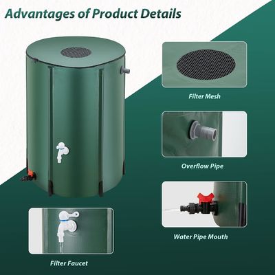 380L PVC Τυλίστρα Δυνατό να αναδιπλωθεί φορητή δεξαμενή αποθήκευσης νερού για αγροτική κηπουρική